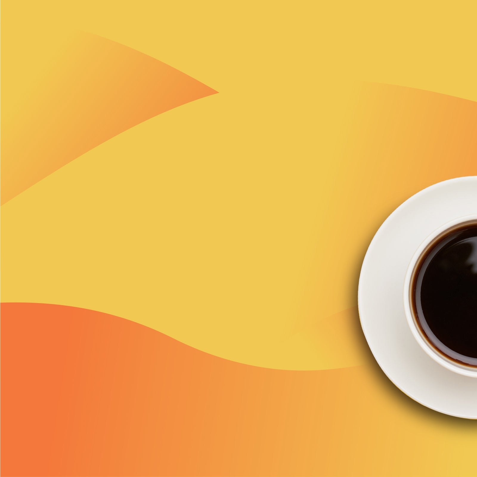 Cup of coffee on a vibrant yellow and orange background